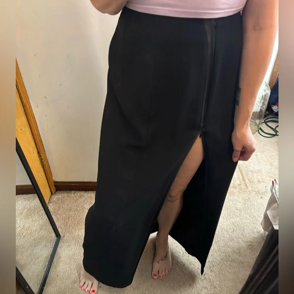 Joseph Ribkoff Black Tuxedo Trim Full Zip Maxi Skirt